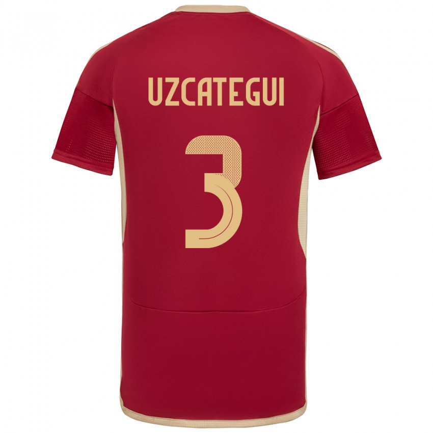 Bambino Maglia Venezuela Rafael Uzcátegui #3 Borgogna Kit Gara Home 24-26 Maglietta