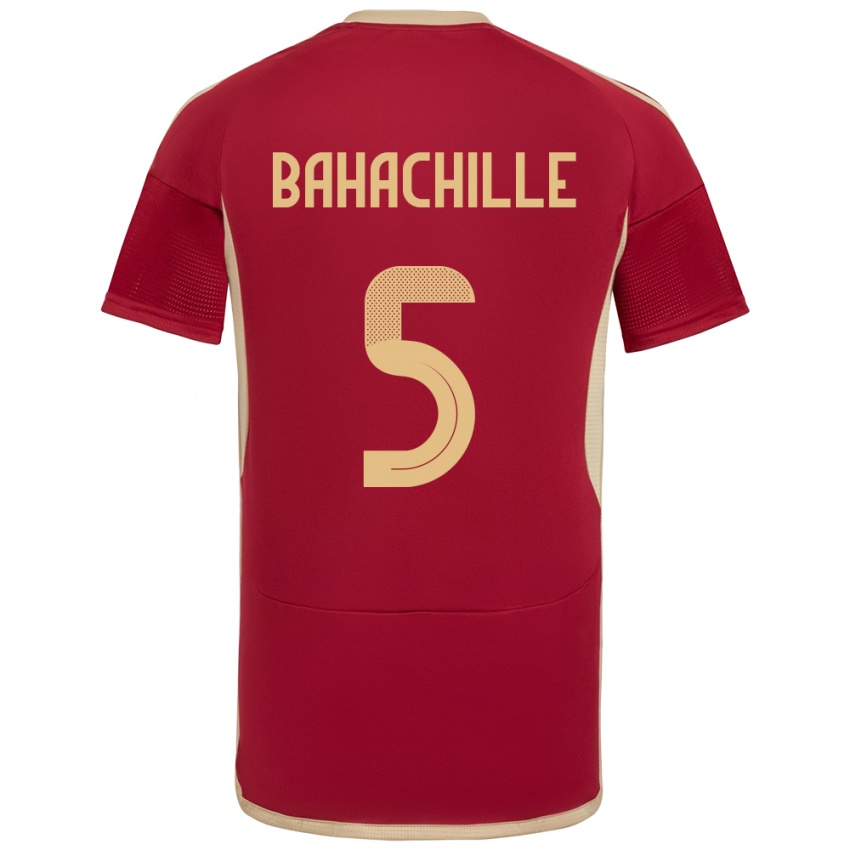 Bambino Maglia Venezuela Abraham Bahachille #5 Borgogna Kit Gara Home 24-26 Maglietta