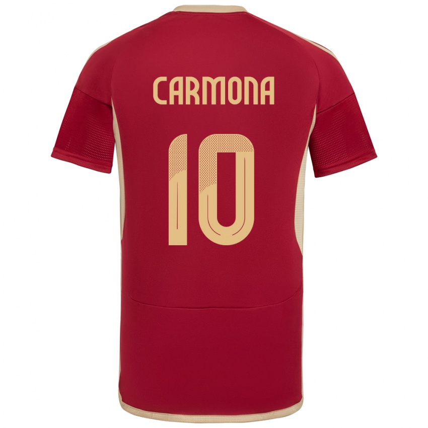 Bambino Maglia Venezuela Wikelman Carmona #10 Borgogna Kit Gara Home 24-26 Maglietta