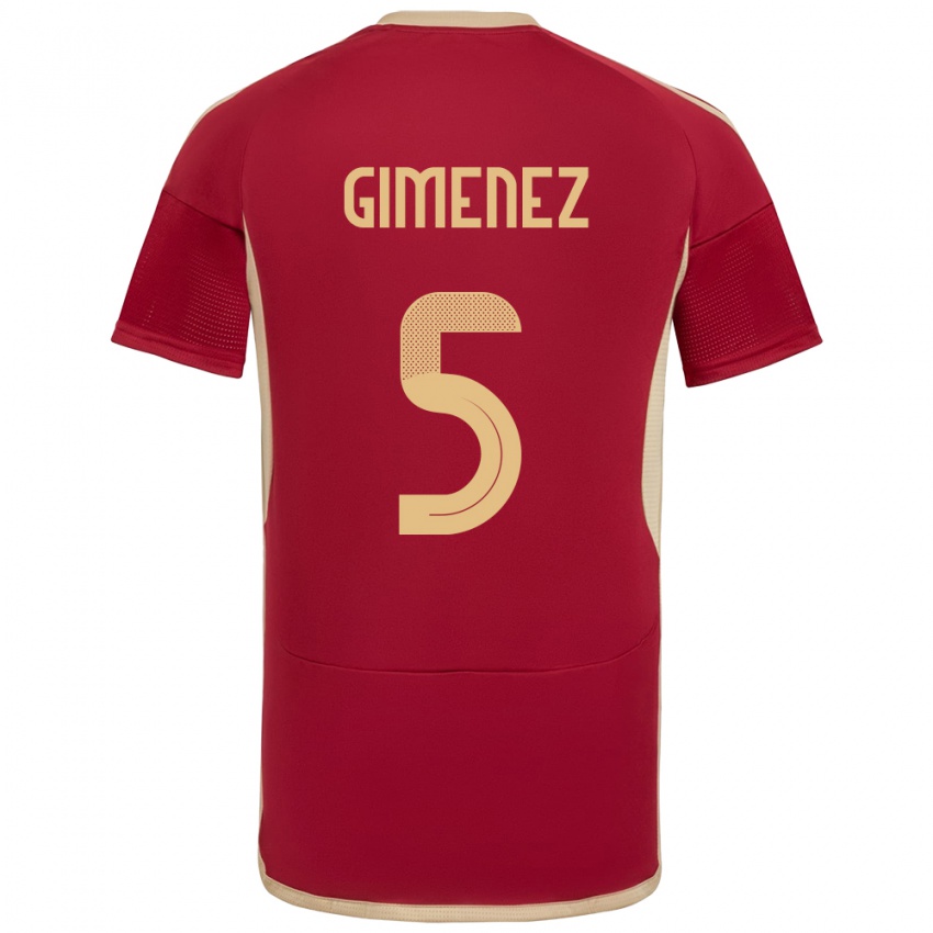 Bambino Maglia Venezuela Yenifer Giménez #5 Borgogna Kit Gara Home 24-26 Maglietta