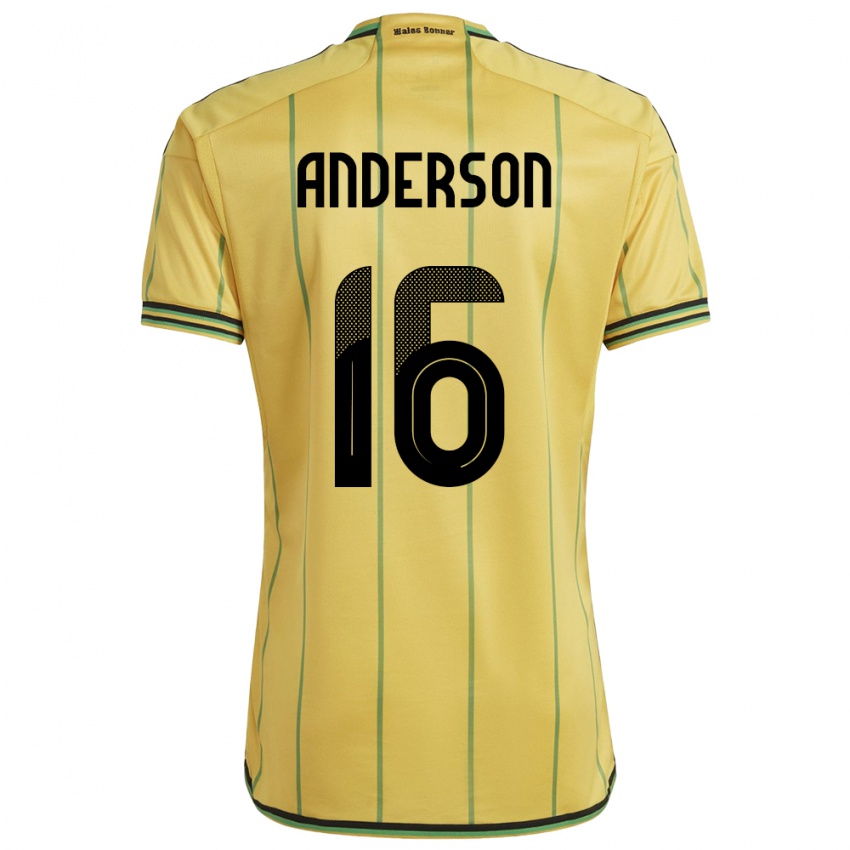 Bambino Maglia Giamaica Karoy Anderson #16 Giallo Kit Gara Home 24-26 Maglietta