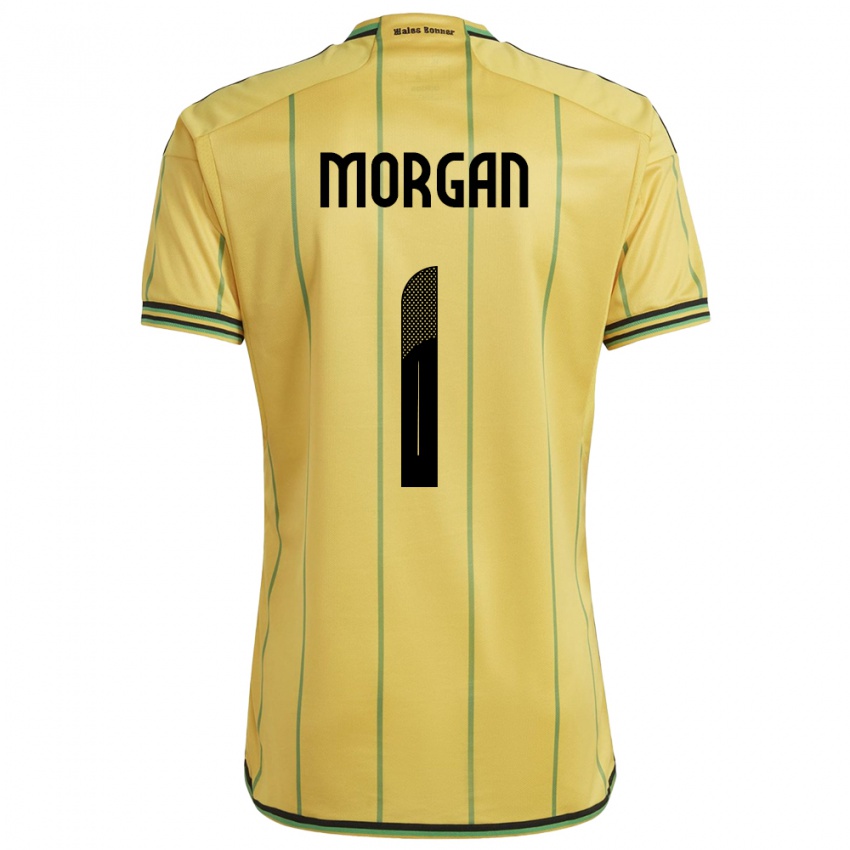 Bambino Maglia Giamaica Aliyah Morgan #1 Giallo Kit Gara Home 24-26 Maglietta