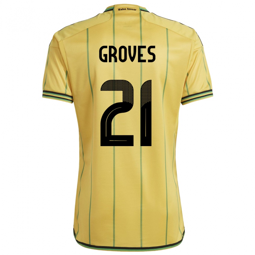 Bambino Maglia Giamaica Isreala Groves #21 Giallo Kit Gara Home 24-26 Maglietta