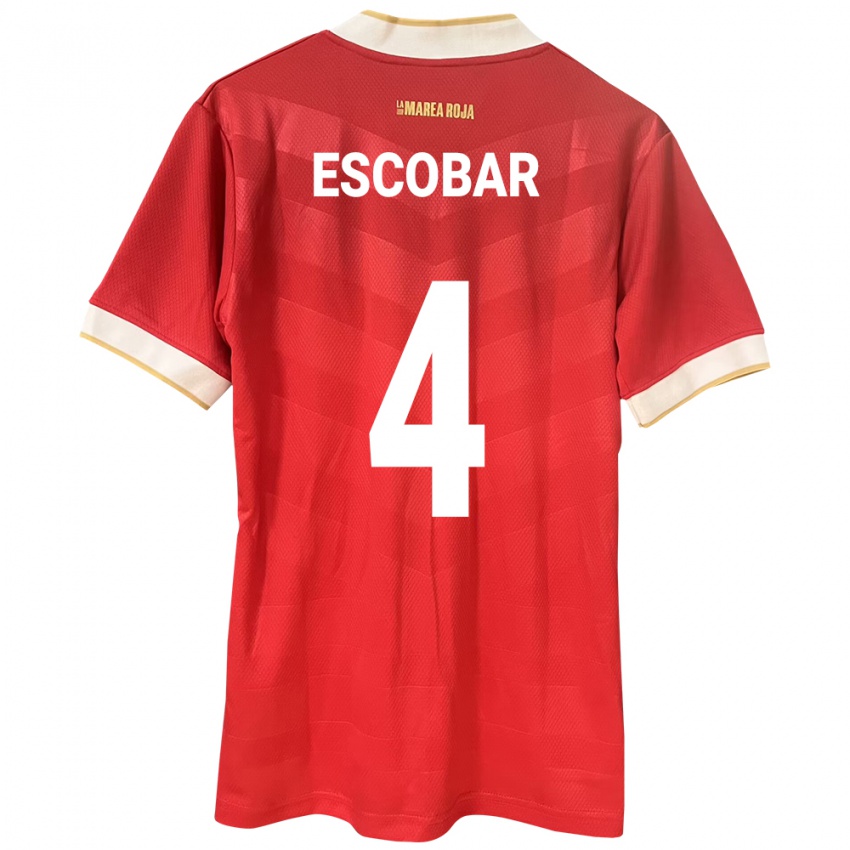 Bambino Maglia Panamá Fidel Escobar #4 Rosso Kit Gara Home 24-26 Maglietta