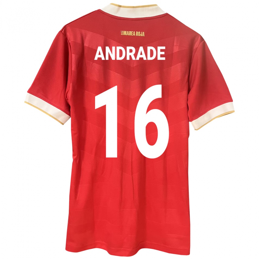 Bambino Maglia Panamá Andrés Andrade #16 Rosso Kit Gara Home 24-26 Maglietta