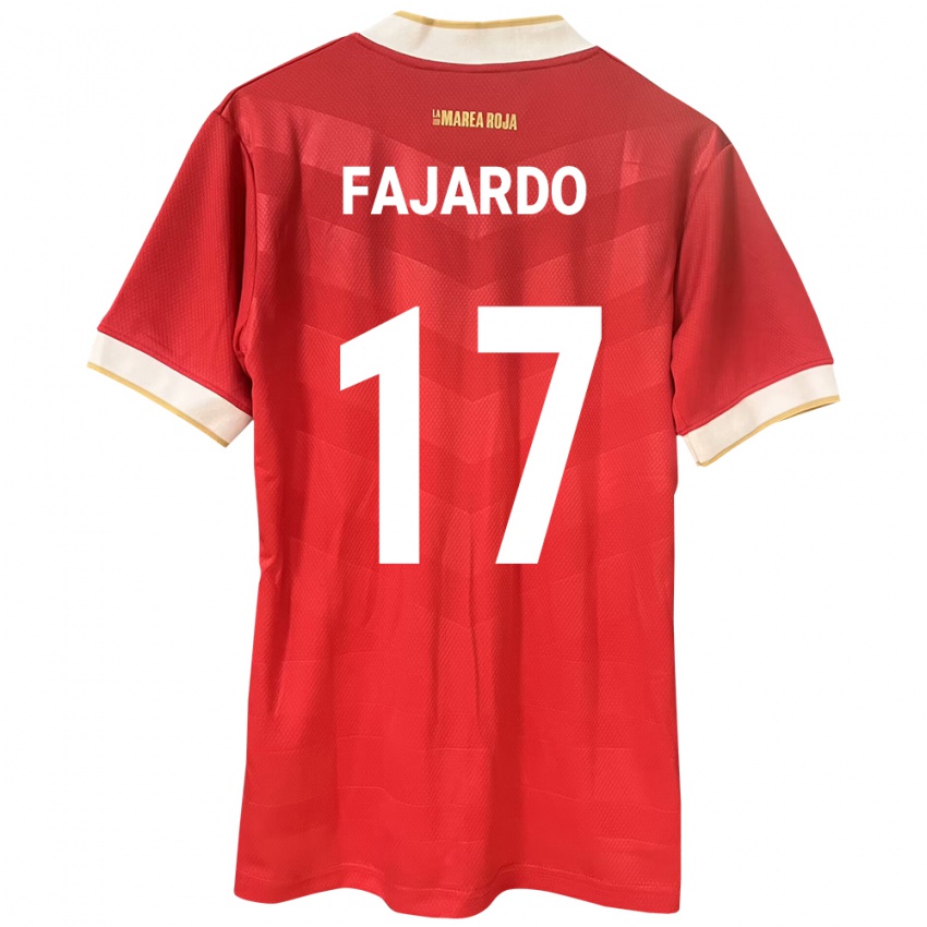 Bambino Maglia Panamá José Fajardo #17 Rosso Kit Gara Home 24-26 Maglietta