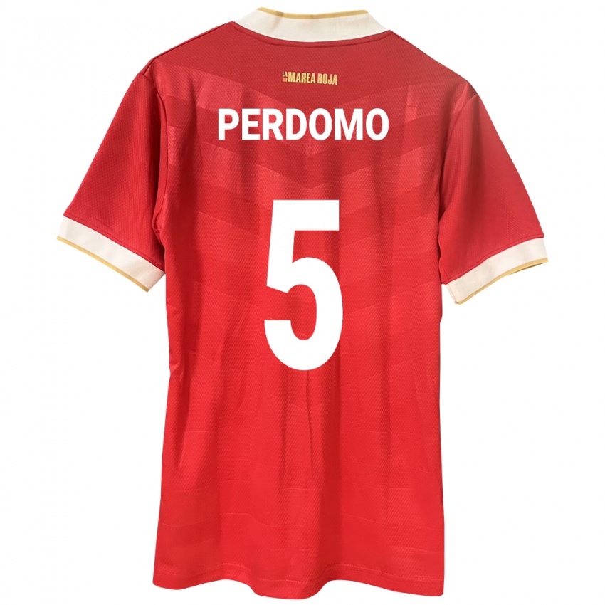 Bambino Maglia Panamá Reyniel Perdomo #5 Rosso Kit Gara Home 24-26 Maglietta