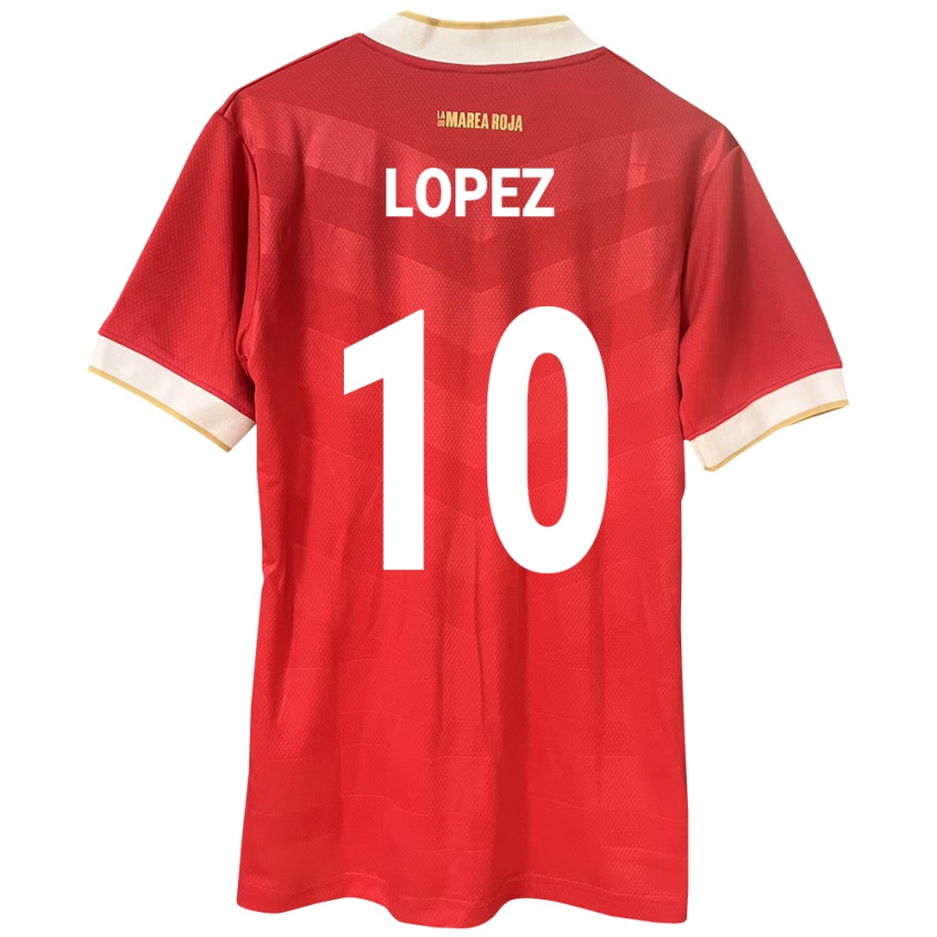 Bambino Maglia Panamá Ovidio Lopez #10 Rosso Kit Gara Home 24-26 Maglietta