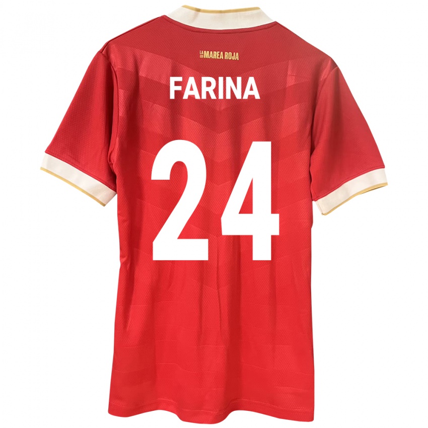 Bambino Maglia Panamá Edgardo Fariña #24 Rosso Kit Gara Home 24-26 Maglietta