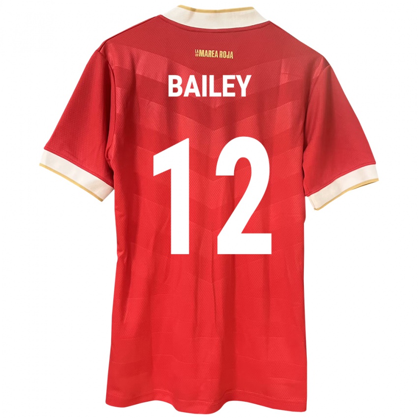 Bambino Maglia Panamá Yenith Bailey #12 Rosso Kit Gara Home 24-26 Maglietta