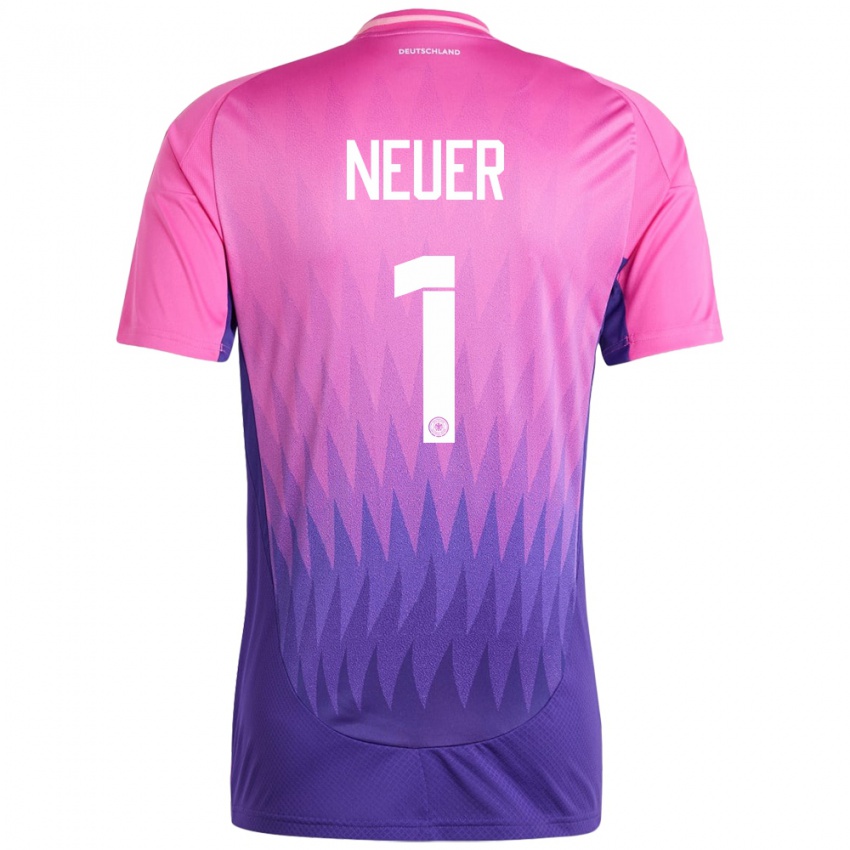 Bambino Maglia Germania Manuel Neuer #1 Rosa Viola Kit Gara Away 24-26 Maglietta