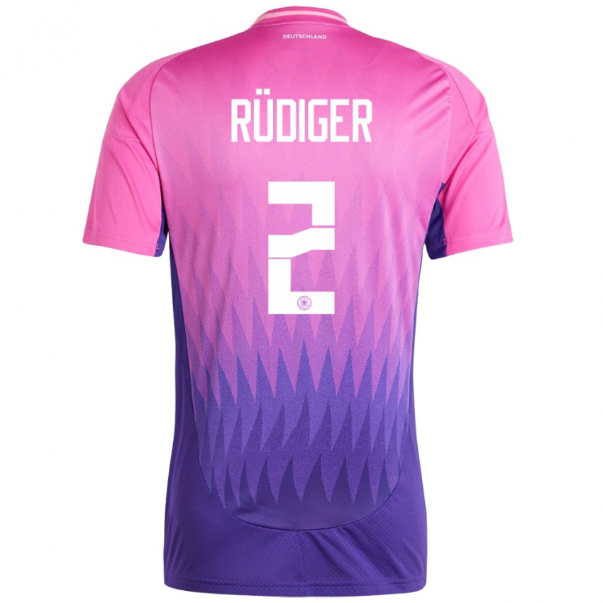 Bambino Maglia Germania Antonio Rudiger #2 Rosa Viola Kit Gara Away 24-26 Maglietta