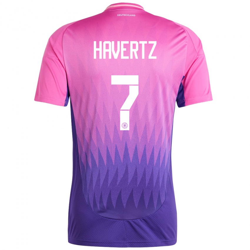 Bambino Maglia Germania Kai Havertz #7 Rosa Viola Kit Gara Away 24-26 Maglietta