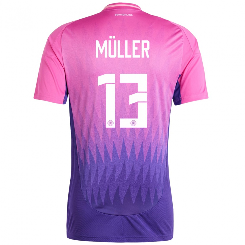 Bambino Maglia Germania Thomas Muller #13 Rosa Viola Kit Gara Away 24-26 Maglietta