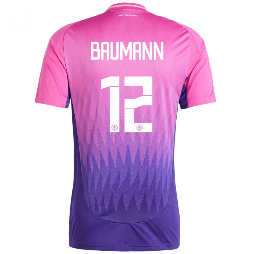 Bambino Maglia Germania Oliver Baumann #12 Rosa Viola Kit Gara Away 24-26 Maglietta