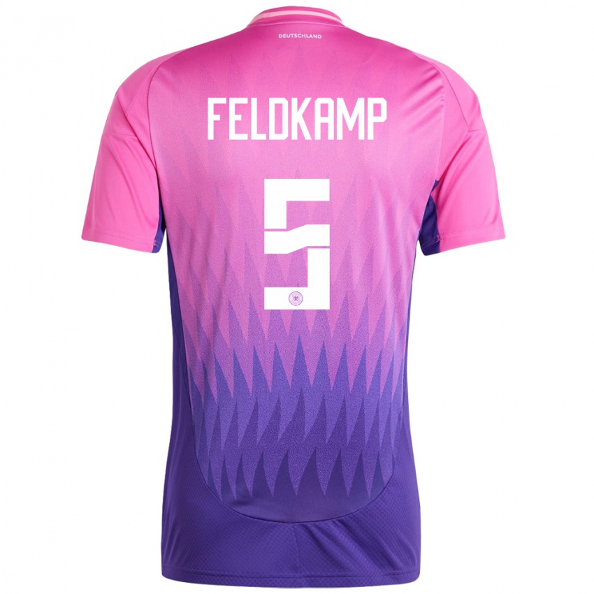 Bambino Maglia Germania Jana Feldkamp #5 Rosa Viola Kit Gara Away 24-26 Maglietta