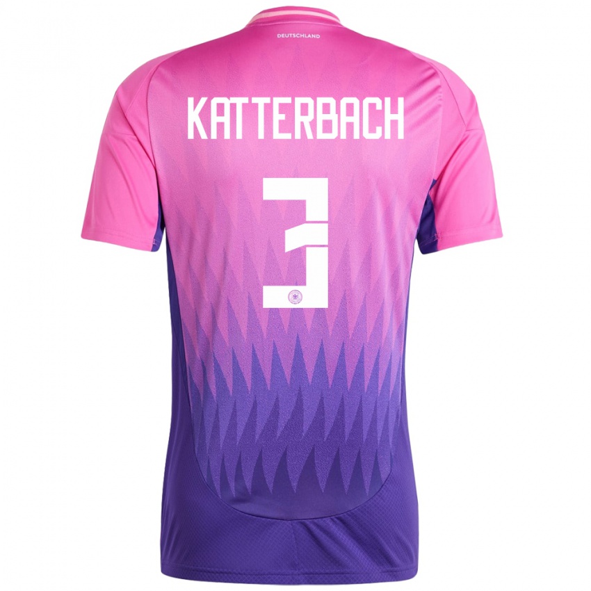 Bambino Maglia Germania Noah Katterbach #3 Rosa Viola Kit Gara Away 24-26 Maglietta