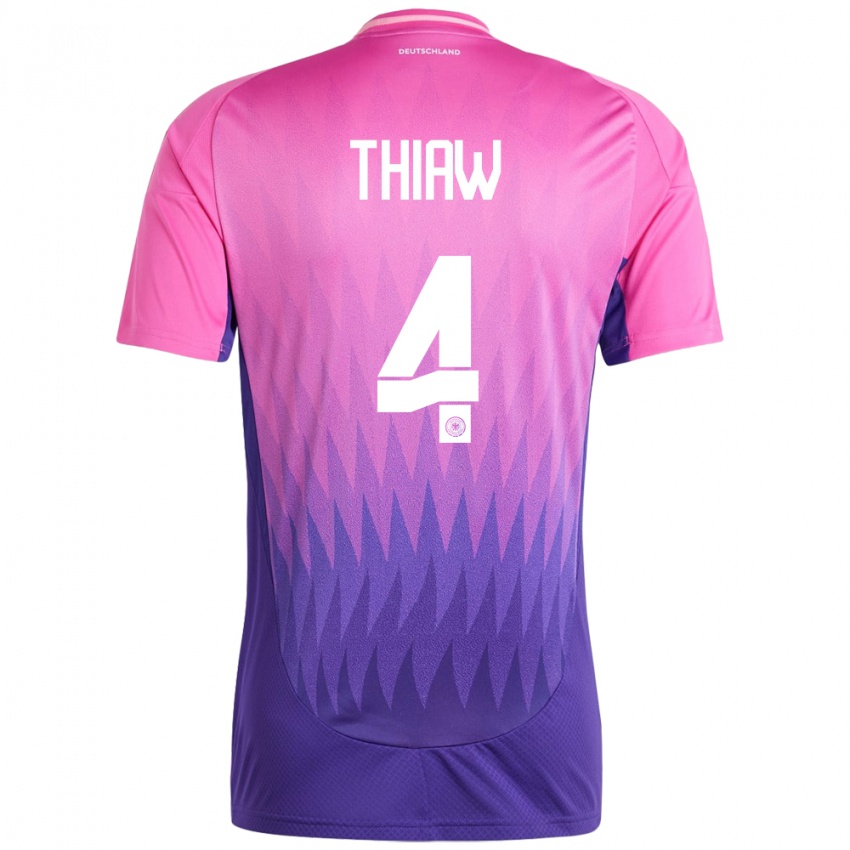 Bambino Maglia Germania Malick Thiaw #4 Rosa Viola Kit Gara Away 24-26 Maglietta