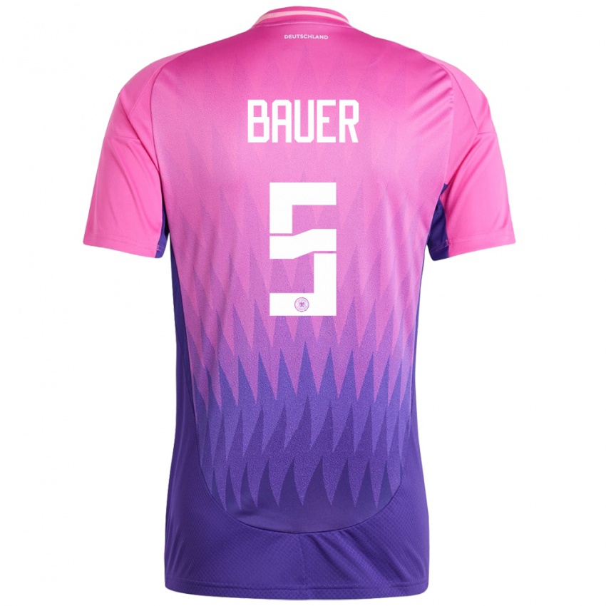 Bambino Maglia Germania Maximilian Bauer #5 Rosa Viola Kit Gara Away 24-26 Maglietta