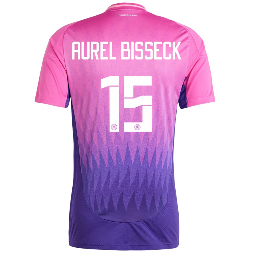 Bambino Maglia Germania Yann Aurel Bisseck #15 Rosa Viola Kit Gara Away 24-26 Maglietta