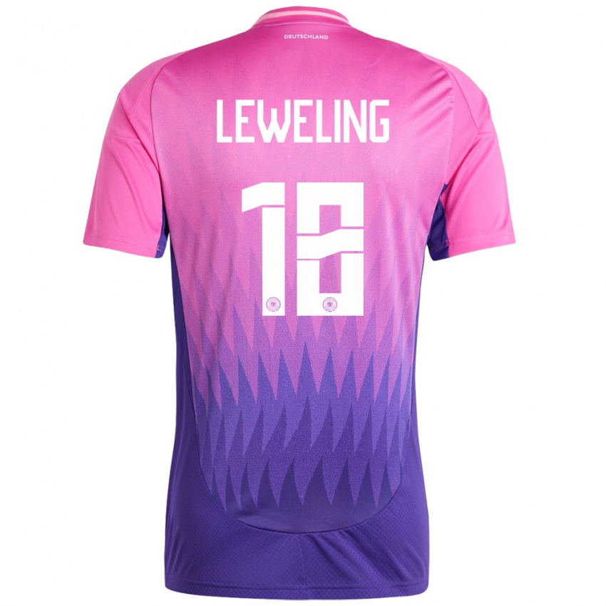 Bambino Maglia Germania Jamie Leweling #18 Rosa Viola Kit Gara Away 24-26 Maglietta