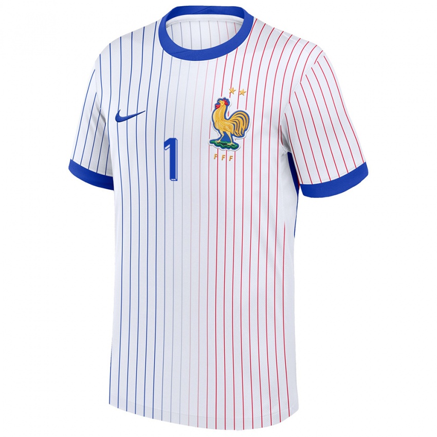 Bambino Maglia Francia Hugo Lloris #1 Bianco Kit Gara Away 24-26 Maglietta