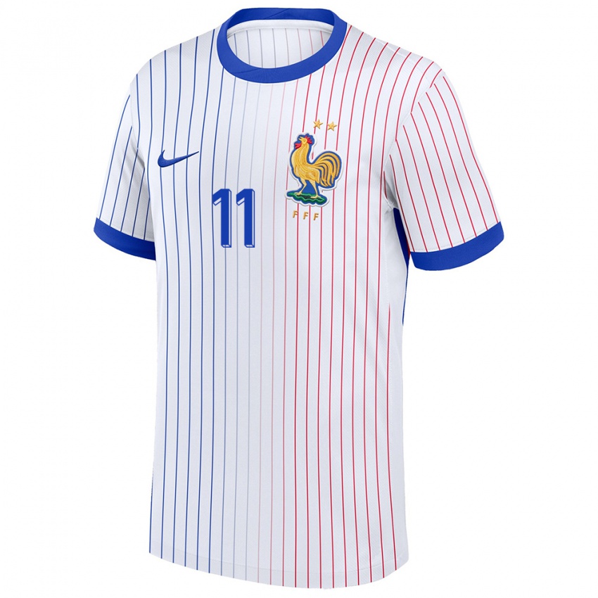 Bambino Maglia Francia Ousmane Dembele #11 Bianco Kit Gara Away 24-26 Maglietta