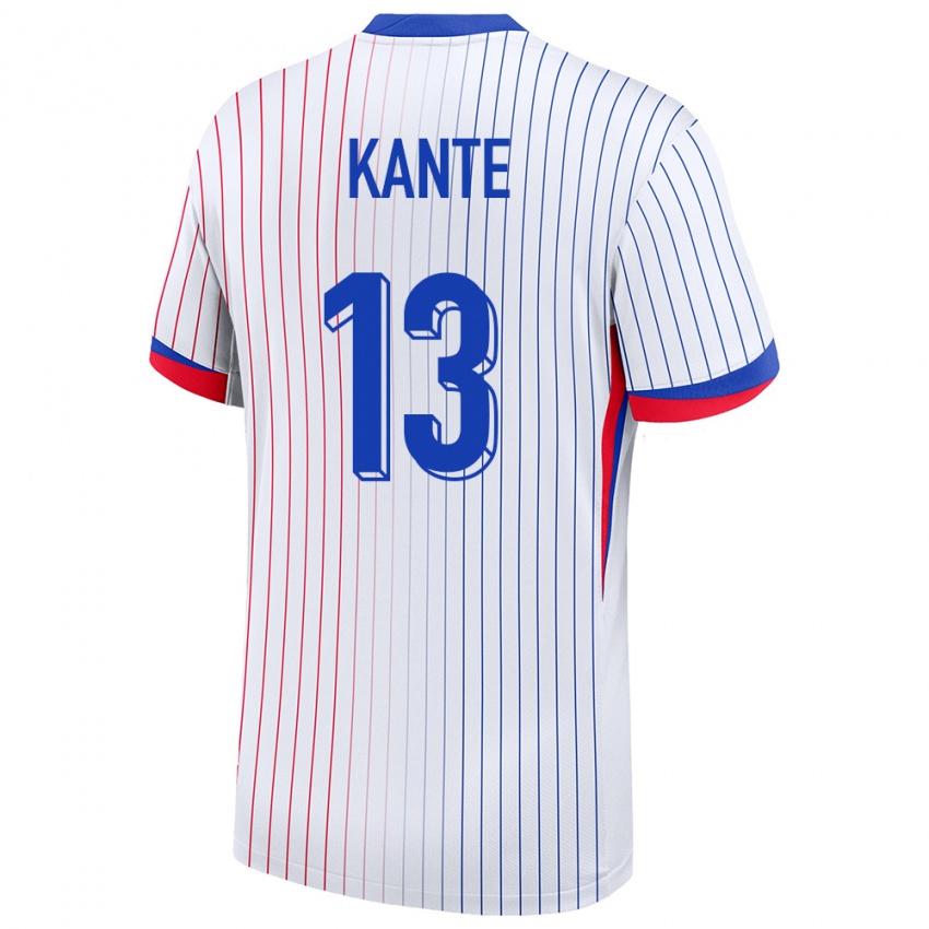 Bambino Maglia Francia N Golo Kante #13 Bianco Kit Gara Away 24-26 Maglietta