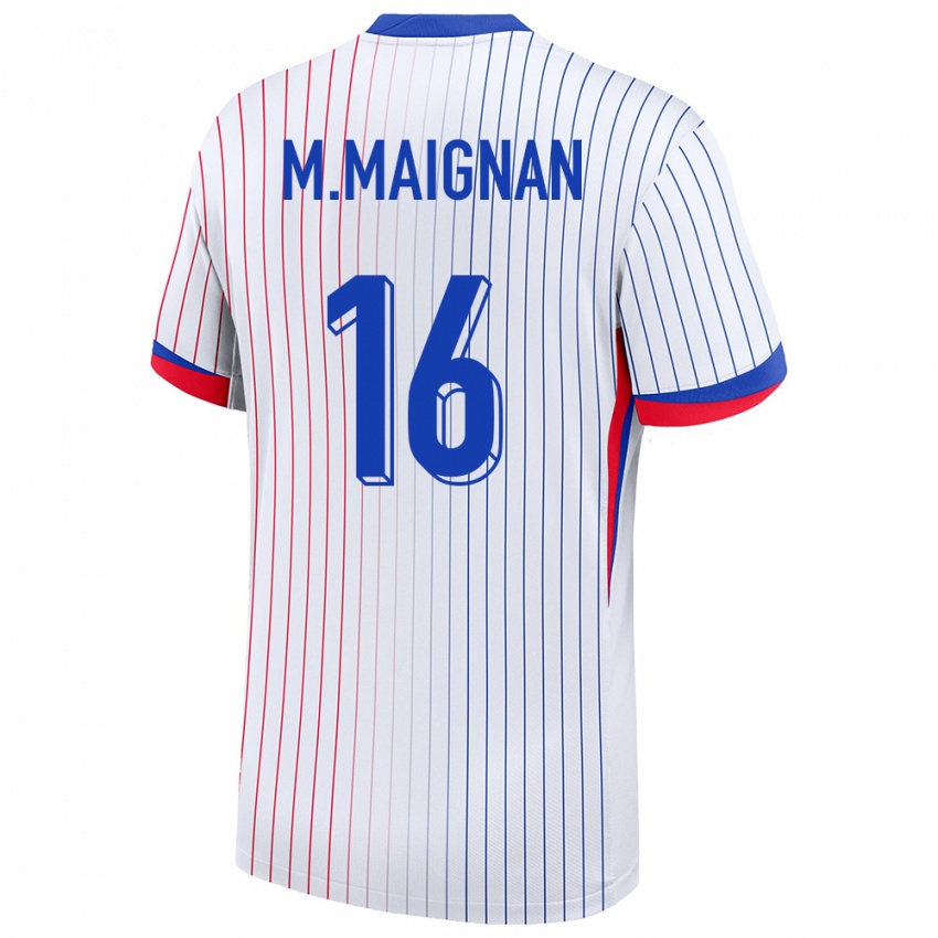 Bambino Maglia Francia Mike Maignan #16 Bianco Kit Gara Away 24-26 Maglietta