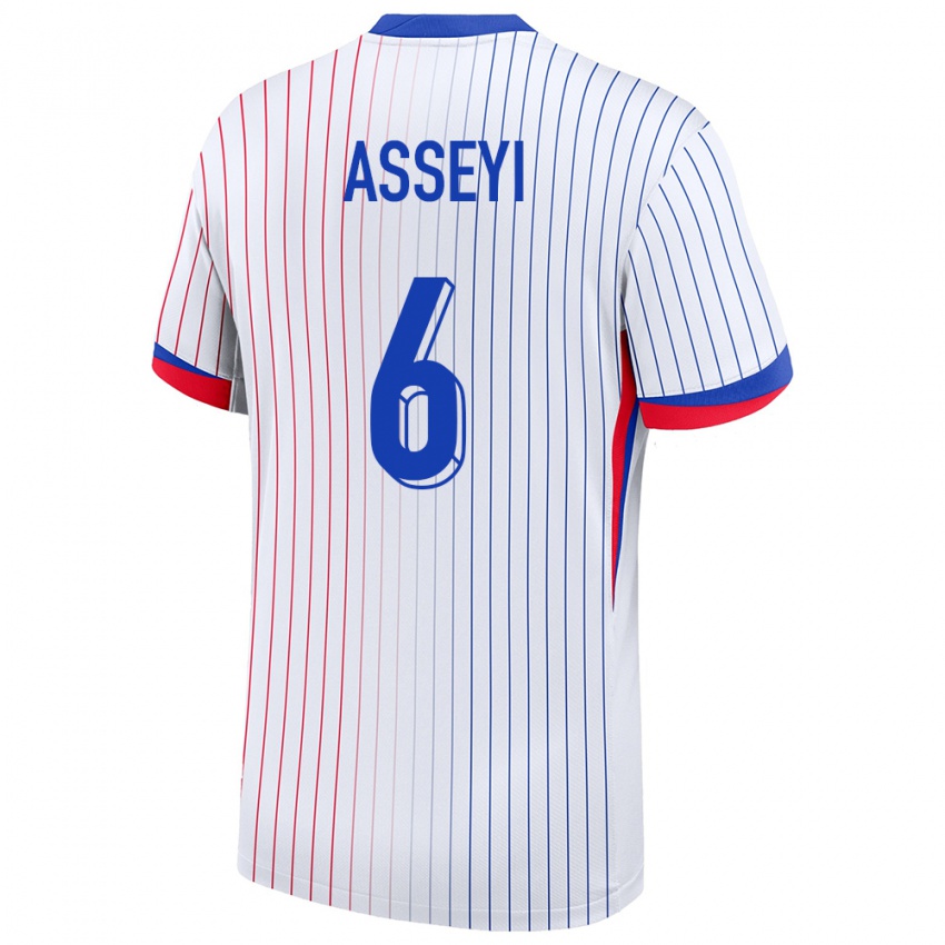 Bambino Maglia Francia Viviane Asseyi #6 Bianco Kit Gara Away 24-26 Maglietta