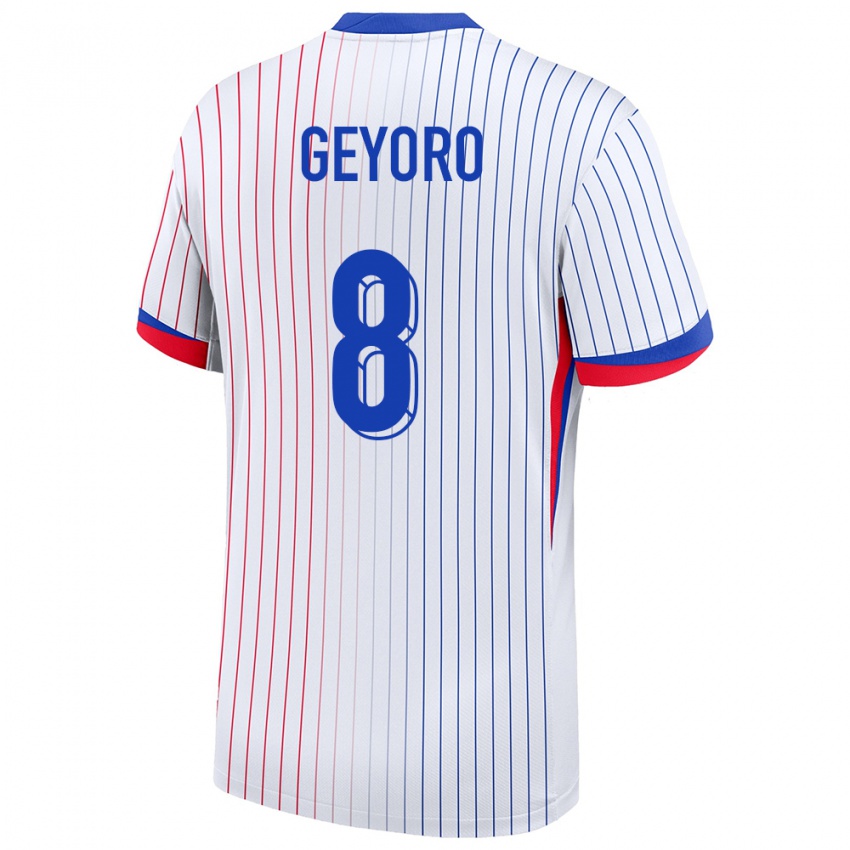 Bambino Maglia Francia Grace Geyoro #8 Bianco Kit Gara Away 24-26 Maglietta