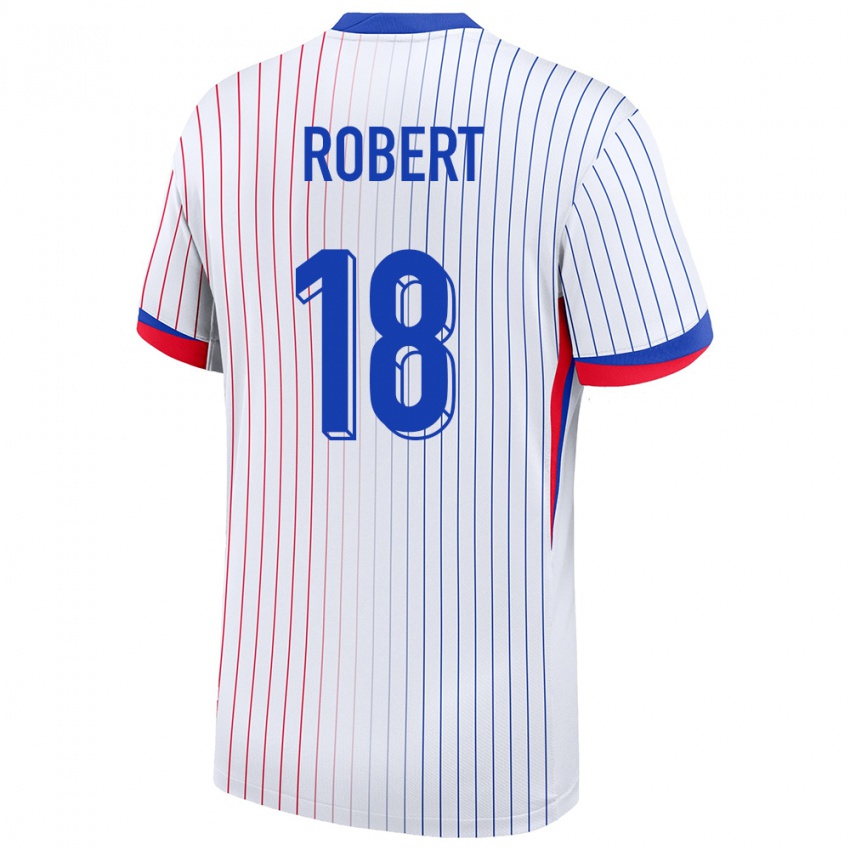 Bambino Maglia Francia Faustine Robert #18 Bianco Kit Gara Away 24-26 Maglietta