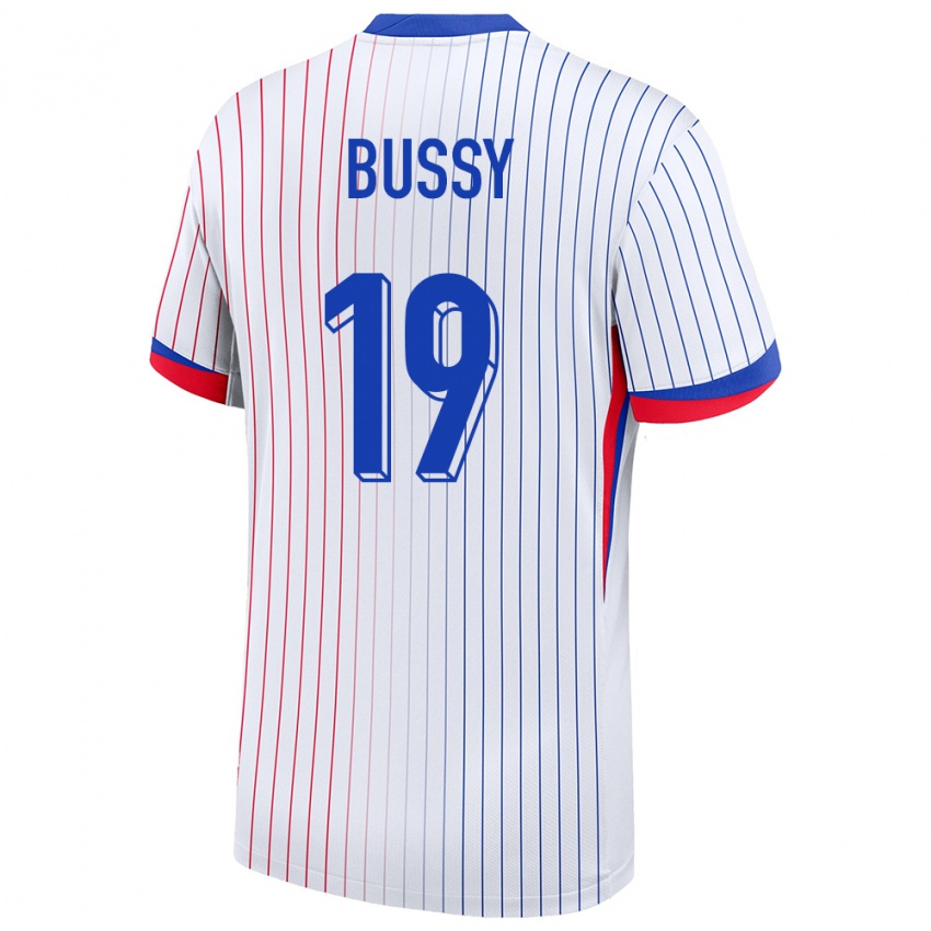 Bambino Maglia Francia Kessya Bussy #19 Bianco Kit Gara Away 24-26 Maglietta