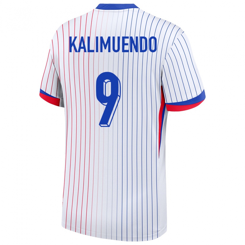 Bambino Maglia Francia Arnaud Kalimuendo #9 Bianco Kit Gara Away 24-26 Maglietta