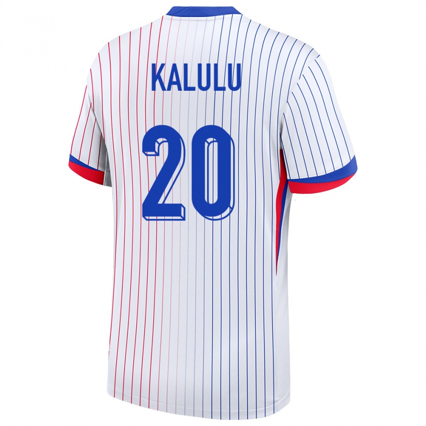 Bambino Maglia Francia Pierre Kalulu #20 Bianco Kit Gara Away 24-26 Maglietta