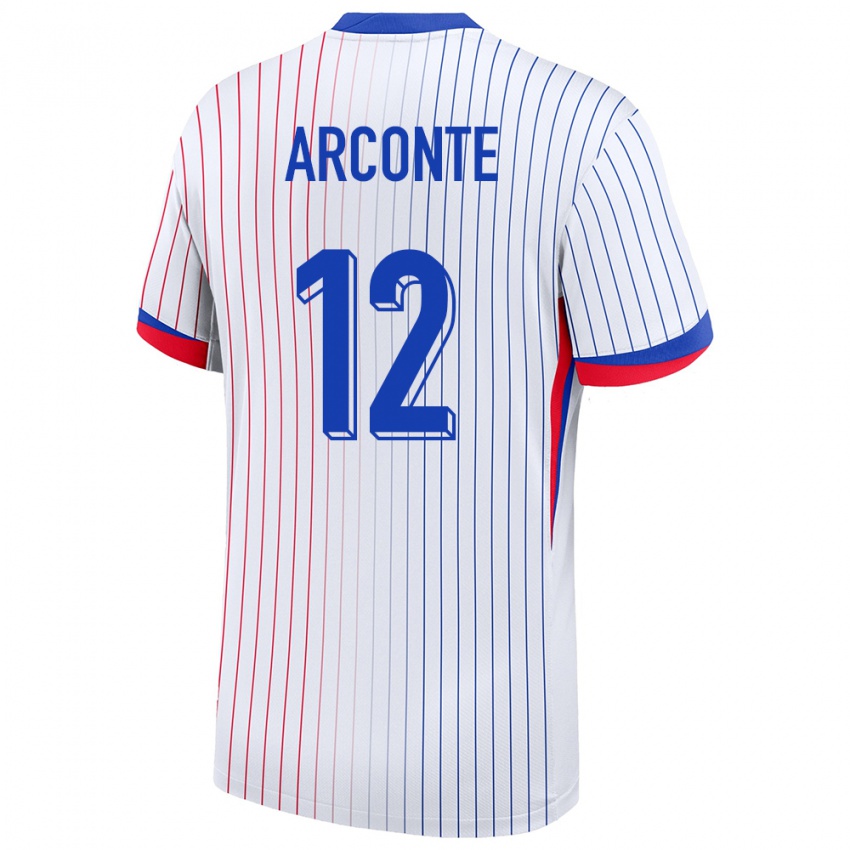 Bambino Maglia Francia Tairyk Arconte #12 Bianco Kit Gara Away 24-26 Maglietta