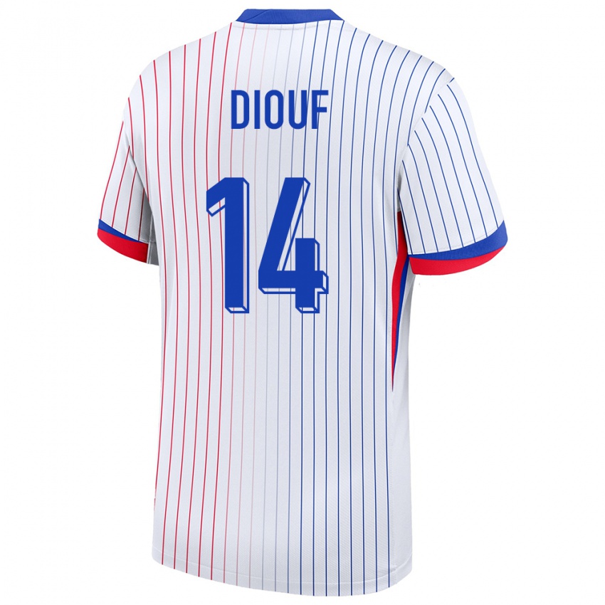 Bambino Maglia Francia Andy Diouf #14 Bianco Kit Gara Away 24-26 Maglietta