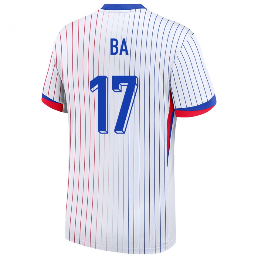 Bambino Maglia Francia Abdoullah Ba #17 Bianco Kit Gara Away 24-26 Maglietta