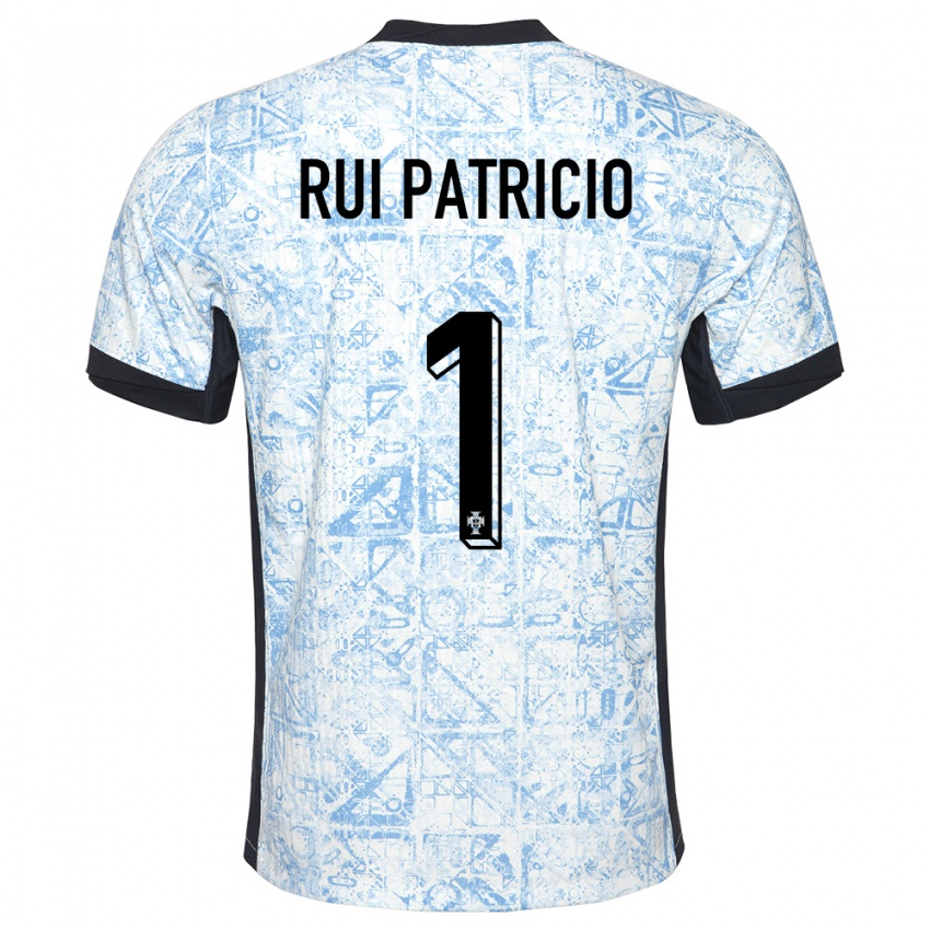 Bambino Maglia Portogallo Rui Patricio #1 Crema Blu Kit Gara Away 24-26 Maglietta