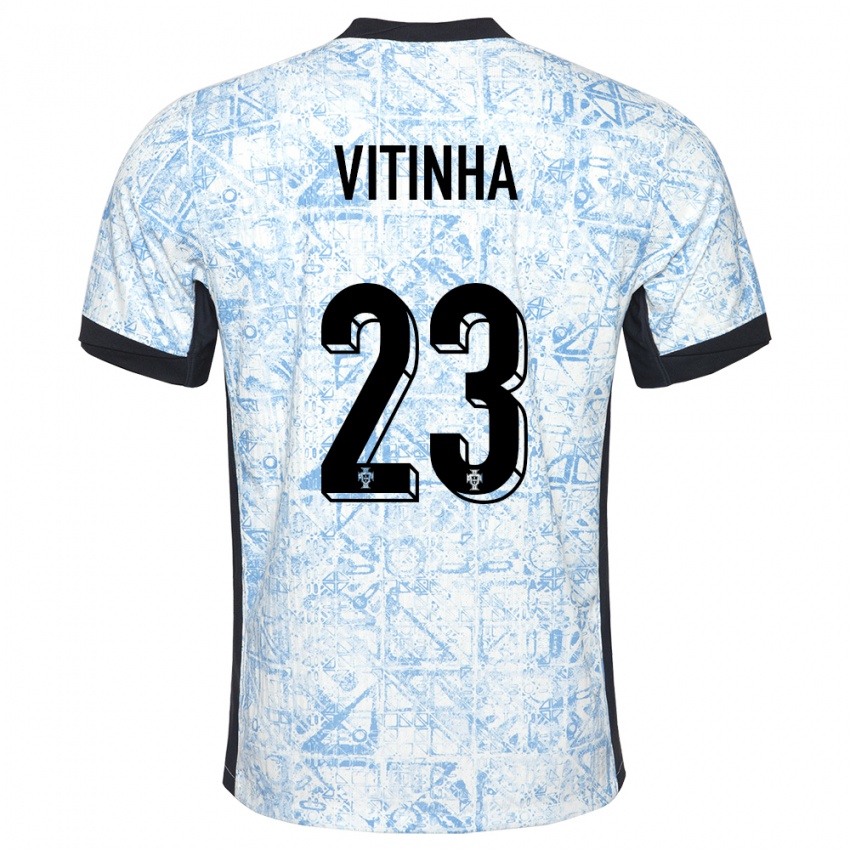 Bambino Maglia Portogallo Vitinha #23 Crema Blu Kit Gara Away 24-26 Maglietta