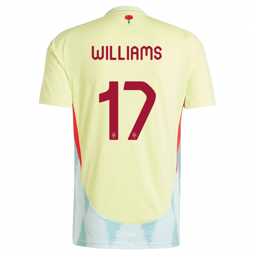 Bambino Maglia Spagna Nico Williams #17 Giallo Kit Gara Away 24-26 Maglietta