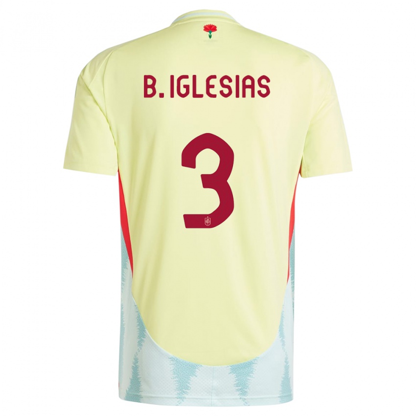 Bambino Maglia Spagna Borja Iglesias #3 Giallo Kit Gara Away 24-26 Maglietta