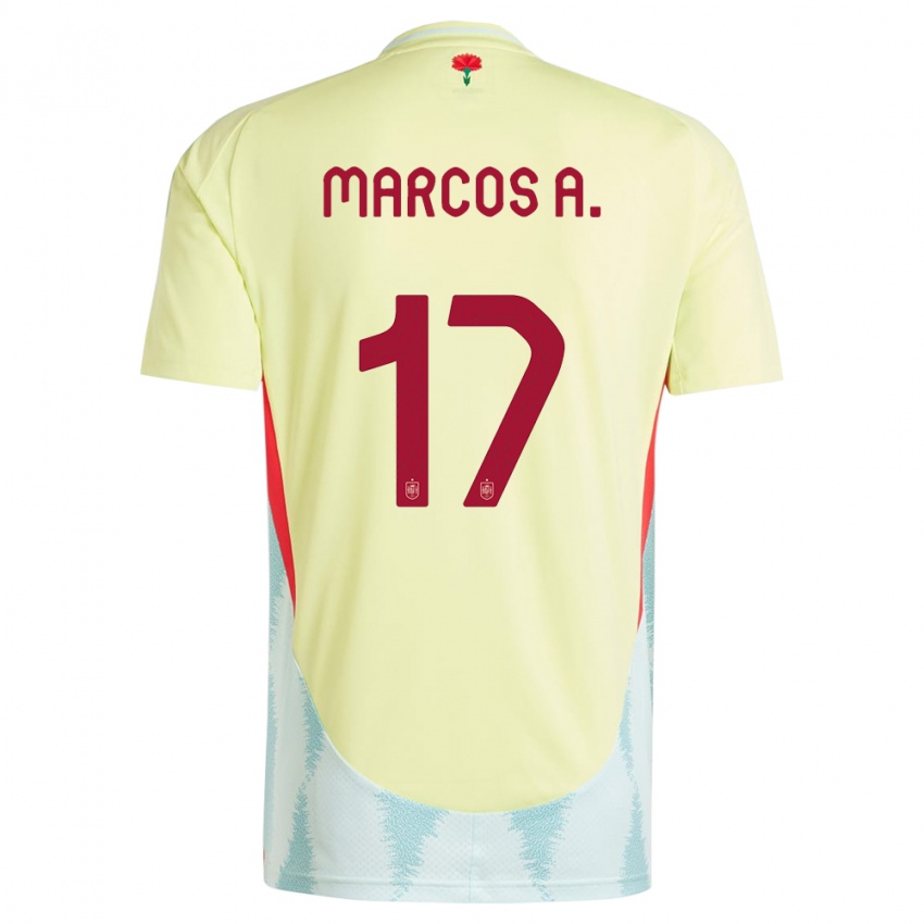 Bambino Maglia Spagna Marcos Alonso #17 Giallo Kit Gara Away 24-26 Maglietta