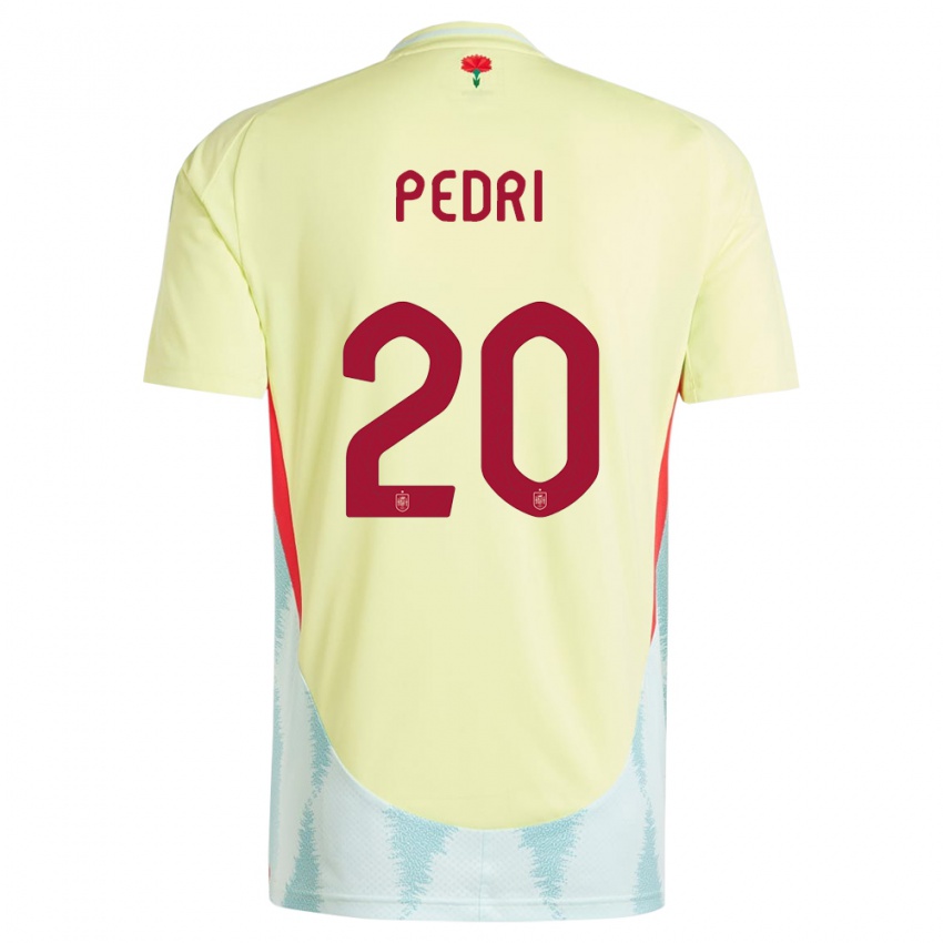 Bambino Maglia Spagna Pedri #20 Giallo Kit Gara Away 24-26 Maglietta