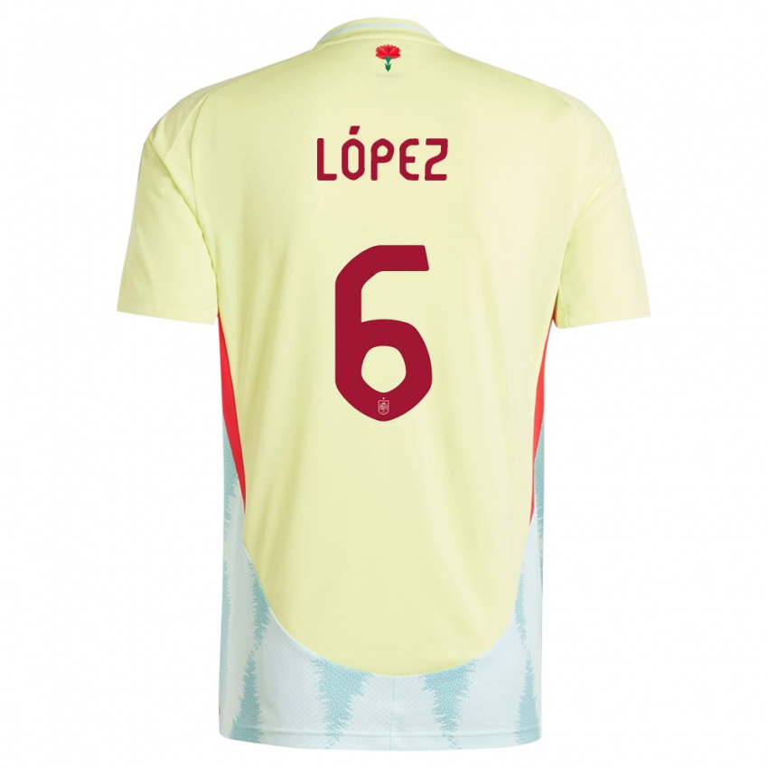 Bambino Maglia Spagna Maitane Lopez #6 Giallo Kit Gara Away 24-26 Maglietta