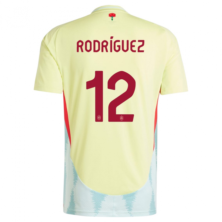 Bambino Maglia Spagna Lucia Rodriguez #12 Giallo Kit Gara Away 24-26 Maglietta