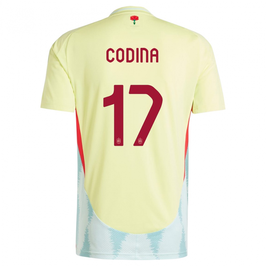 Bambino Maglia Spagna Laia Codina #17 Giallo Kit Gara Away 24-26 Maglietta