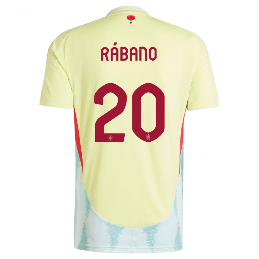 Bambino Maglia Spagna Nuria Rabano #20 Giallo Kit Gara Away 24-26 Maglietta