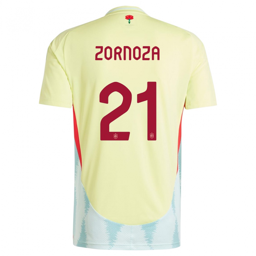 Bambino Maglia Spagna Claudia Zornoza #21 Giallo Kit Gara Away 24-26 Maglietta