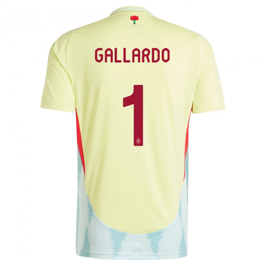 Bambino Maglia Spagna Dolores Gallardo #1 Giallo Kit Gara Away 24-26 Maglietta